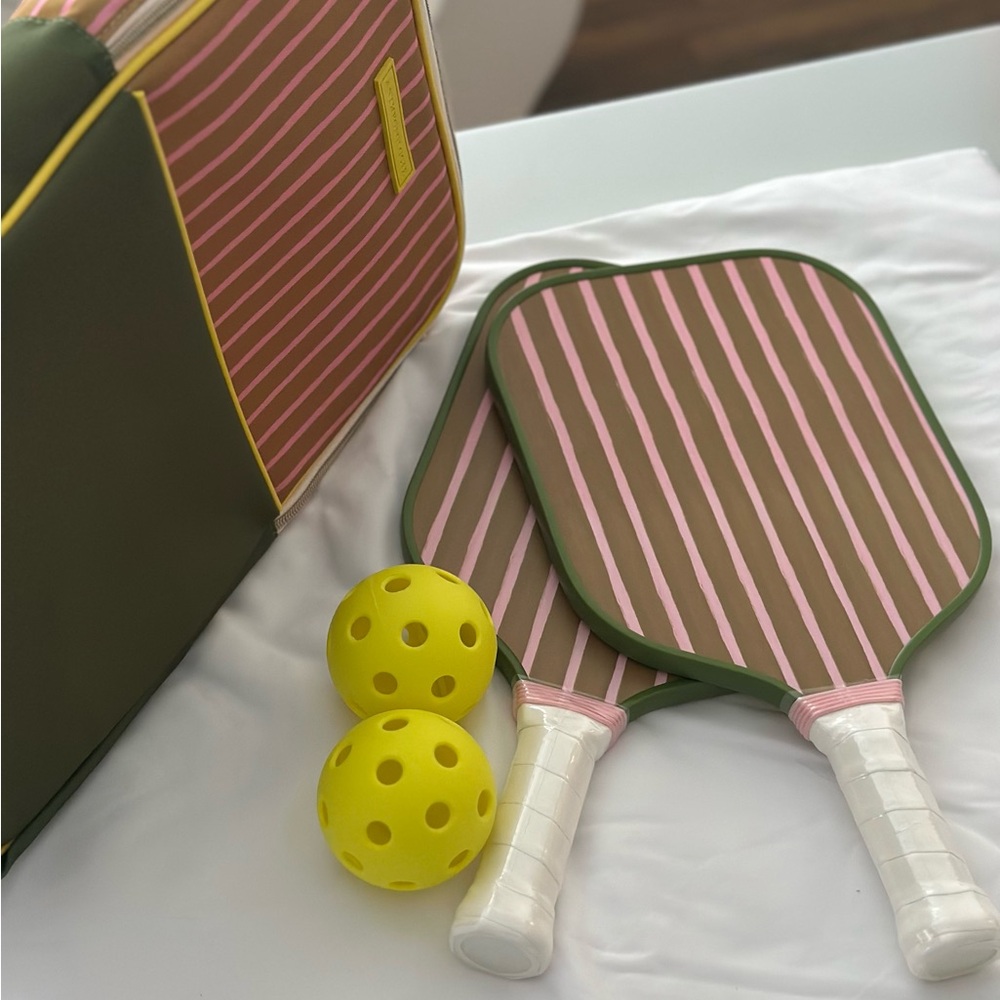 Anthropologie Pink, Green and Yellow Pickleball Set - Picture 3 of 13